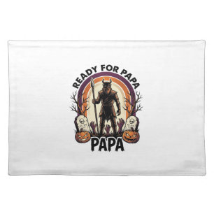 Halloween Papa Shirt Vintage Graveyard Sunset Desi Cloth Placemat