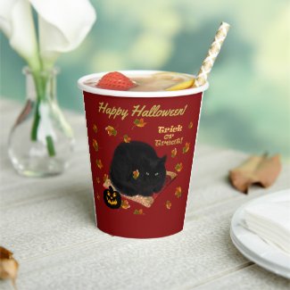 Halloween Paper Cups-Black Cat Style Paper Cups