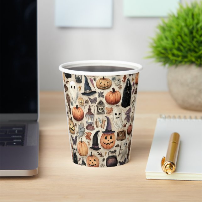 Halloween Paper Cups with Spooky Design (Insitu)