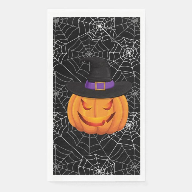 Halloween Paper Guest Towel-Pumpkin    Paper Guest Towels (Front)