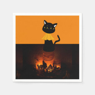 Halloween Paper Napkins, Black Cat Napkins