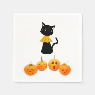 Halloween Paper Napkins, Black Cat Napkins