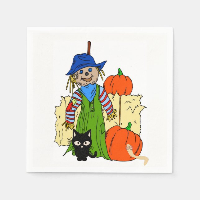 Halloween Paper Napkins, Scarecrow Napkins (Front)