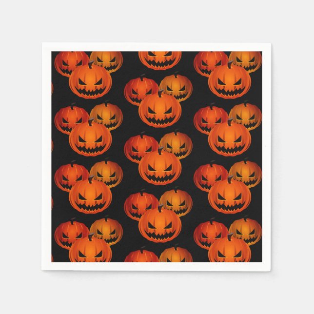Halloween Paper Napkins-Scary Pumpkins     Napkins (Front)