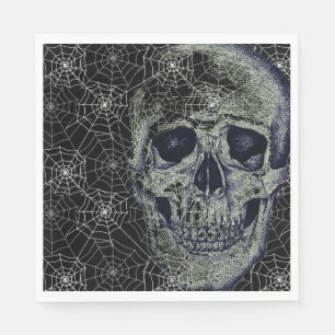 Halloween Paper Napkins-Skull & Webs Napkins