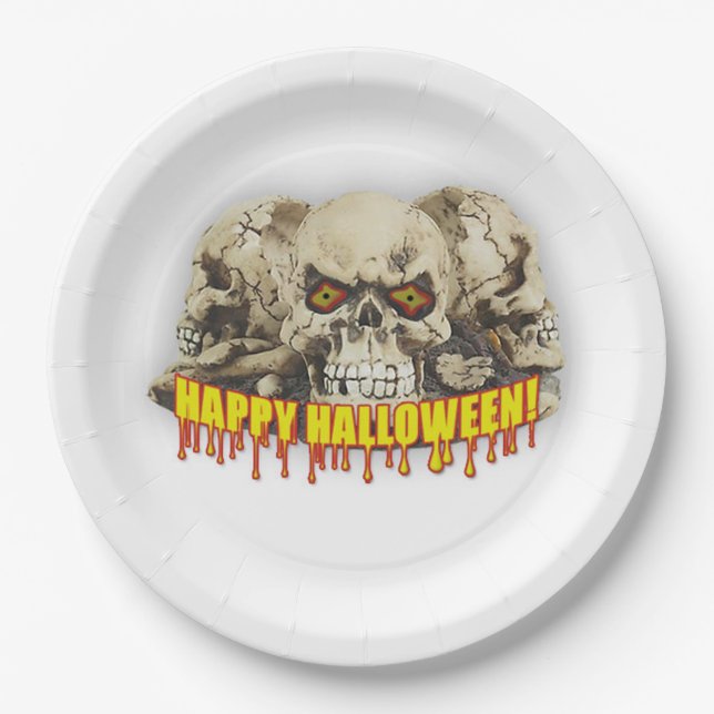 Halloween Paper Plates 9"/Skulls (Front)
