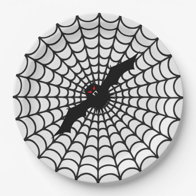 Halloween Paper Plates/Bat in Spider Web Plates (Front)