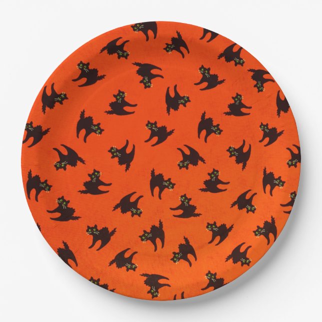 Halloween Paper Plates/Black Cat Plates (Front)