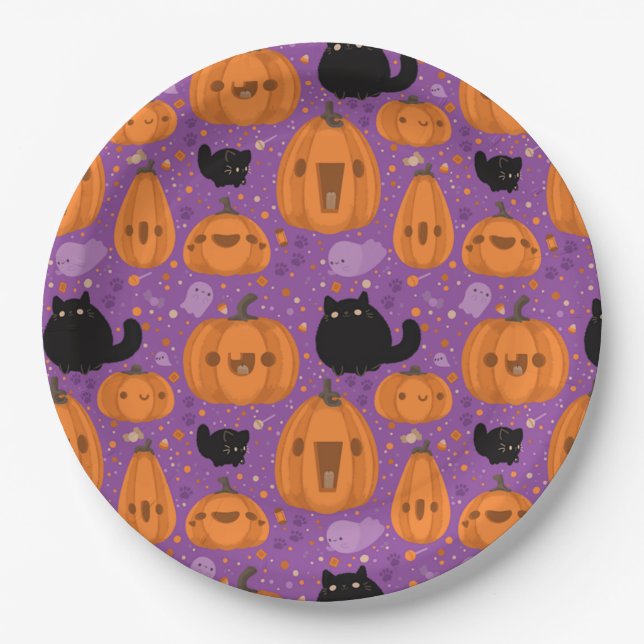 Halloween Paper Plates/Black Cats Plates (Front)
