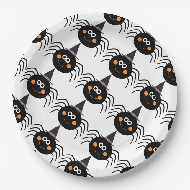 Halloween Paper Plates/Cute Spider with Hat Paper Plates (Front)