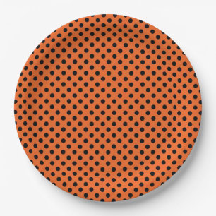 Halloween Paper Plates/Orange with Black Polka Dot Plates