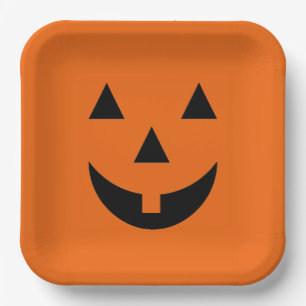 Halloween Paper Plates-Pumpkin Face Paper Plates