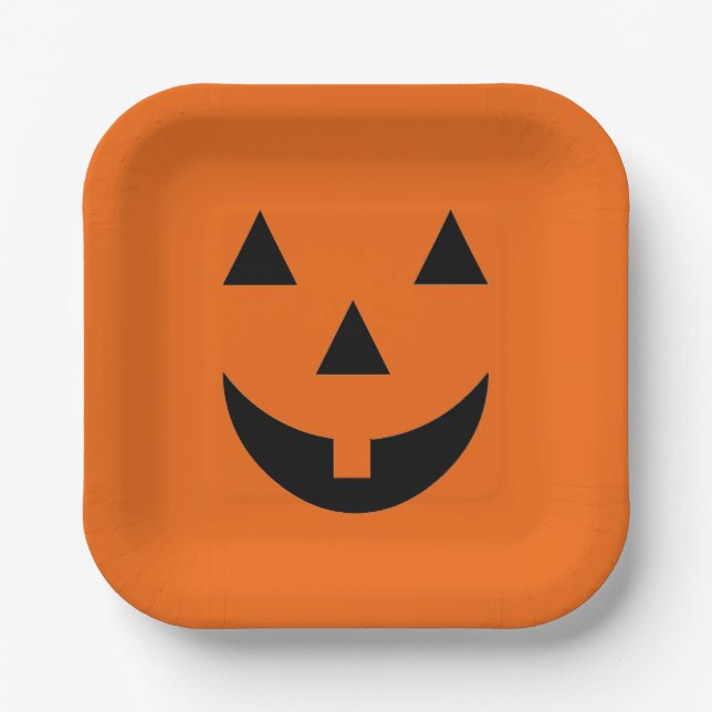 Halloween Paper Plates-Pumpkin Face  Plates (Front)