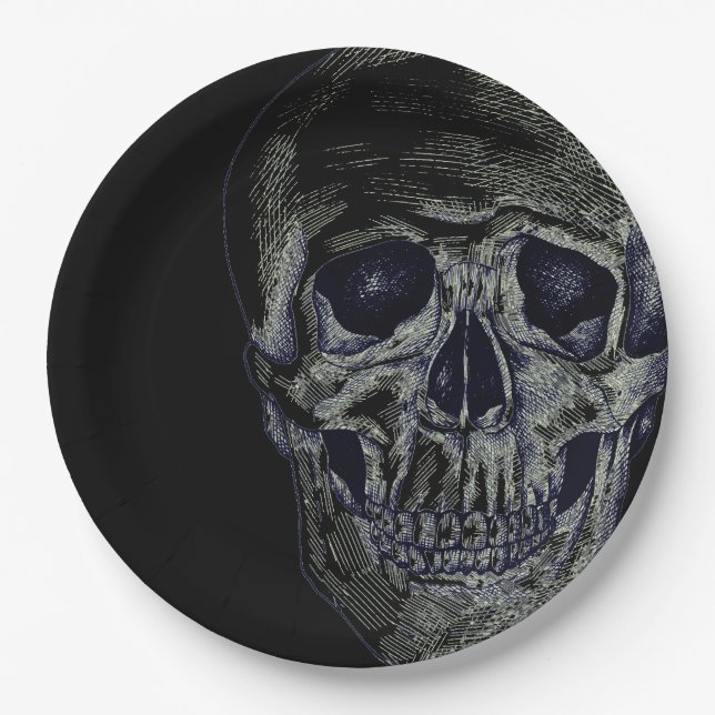 Halloween Paper Plates-Skull Paper Plates (Front)