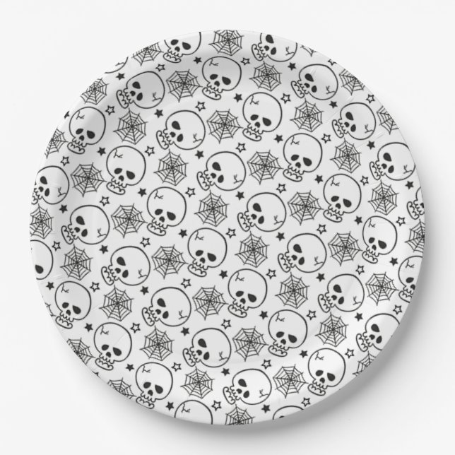 Halloween Paper Plates/Skulls and Spider Webs Plates (Front)