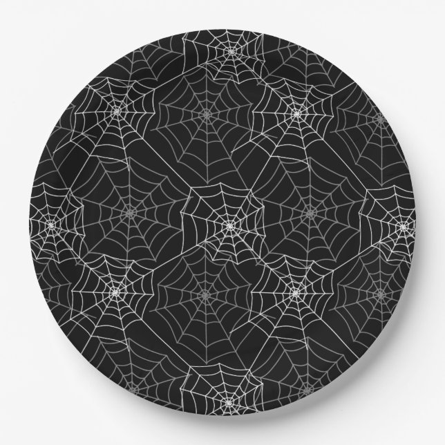 Halloween Paper Plates-Spider Webs Paper Plates (Front)