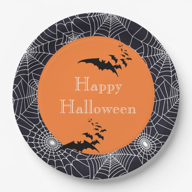 Halloween Paper Plates-Spider Webs Plates (Front)