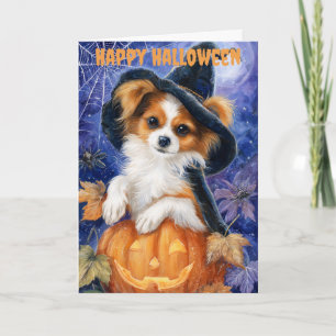 Halloween Papillon Dog Holiday Card