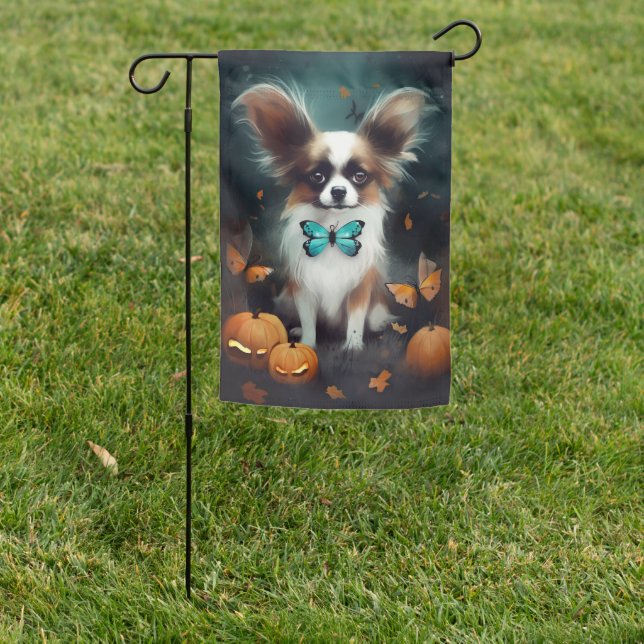 Halloween Papillon With Pumpkins Scary  Garden Flag (In SItu)