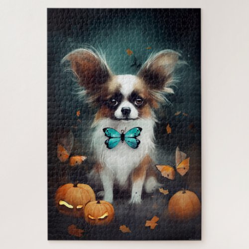 Halloween Papillon With Pumpkins Scary  Jigsaw Puzzle