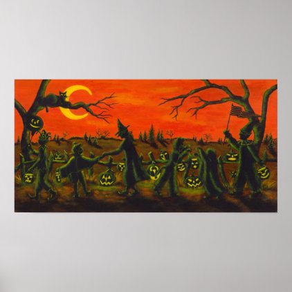 Halloween Parade,witch, clown,black cats Poster