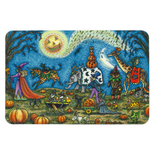 HALLOWEEN PARADE Witch Giraffe Bear Zebra Skellies Magnet