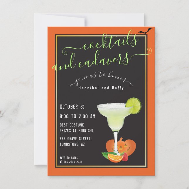 Halloween Parody Cocktails and Cadavers Strange  Invitation (Front)