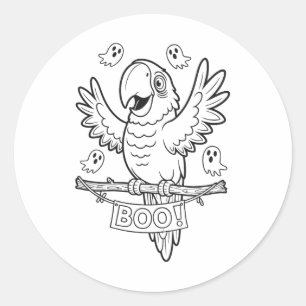 Halloween Parrot Boo For Kids To Color And Paint T Classic Round Sticker