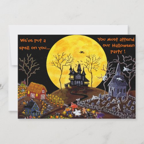 Halloweenpartinvitationshauntedhousewitch Invitation