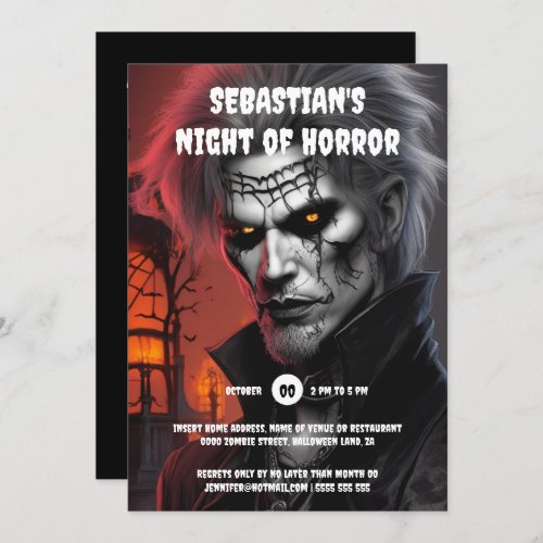 Halloween party adults gothic vampire man tattoos  invitation