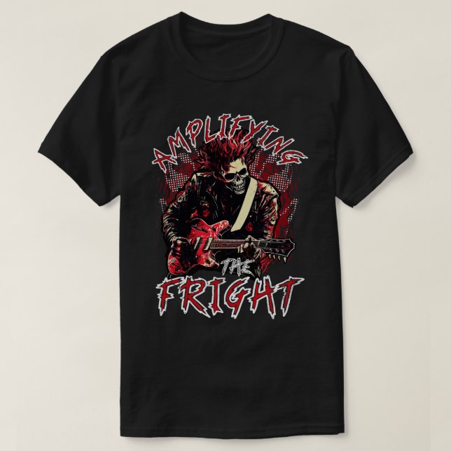 Halloween Party Amplifying The Fright Punk Rock T-Shirt (Design Front)