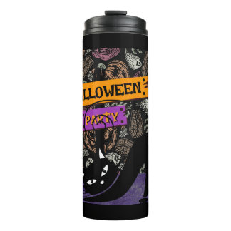 Halloween Party and Black Cat Thermal Tumbler