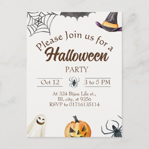 Halloween Party Announcement Postcard