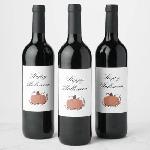 Halloween Party Autumn Pumpkin Elegant  Wine Label