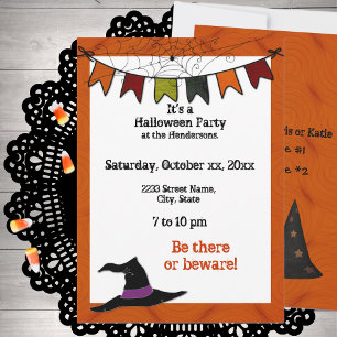 Halloween Party Banner Invitation Orange