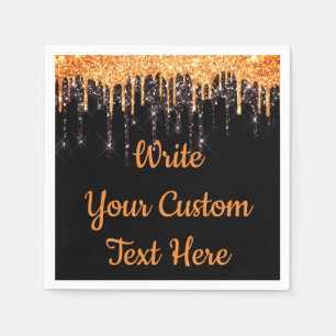 Halloween Party Birthday Serviette Orange & Black Napkins