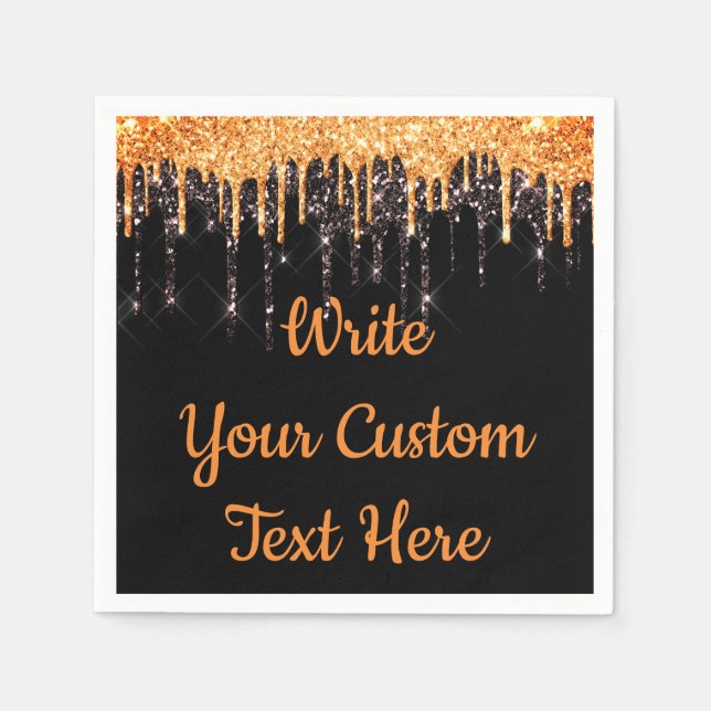 Halloween Party Birthday Serviette Orange & Black Napkins (Front)