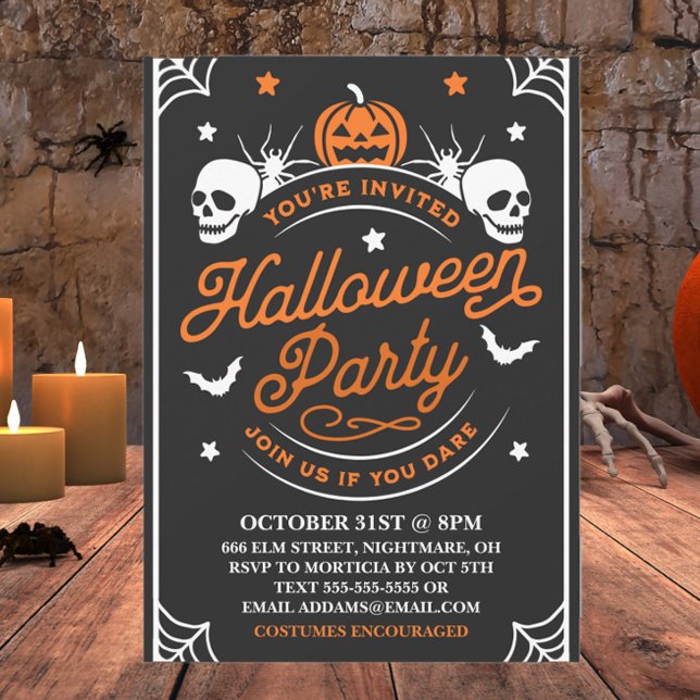 Halloween Party Black And Orange Customizable Invitation (Creator Uploaded)