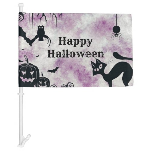 Halloween Party Black Cat Evil Pumpkins Scary Owls Car Flag