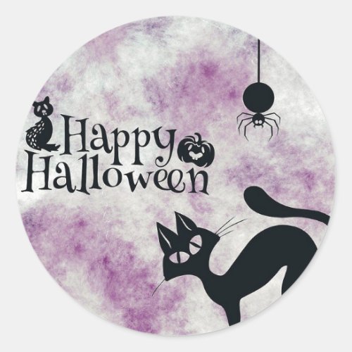 Halloween Party Black Cat Evil Pumpkins Scary Owls Classic Round Sticker