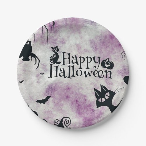 Halloween Party Black Cat Evil Pumpkins Scary Owls Paper Plates