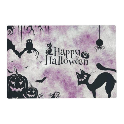 Halloween Party Black Cat Evil Pumpkins Scary Owls Placemat
