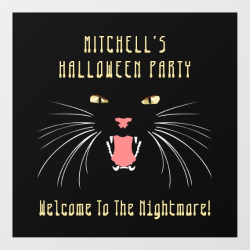 Halloween Party Black Cat Hissing Window Cling