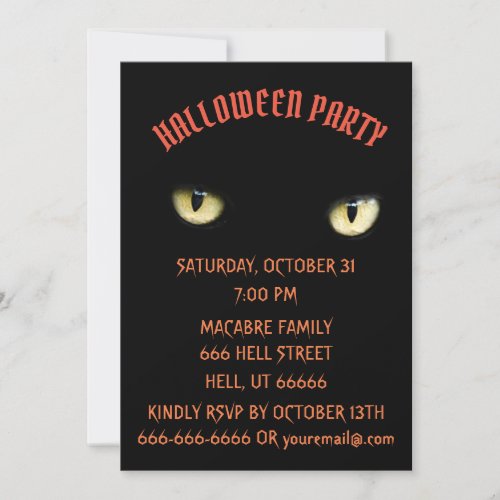 HALLOWEEN PARTY  BLACK CAT Invitation