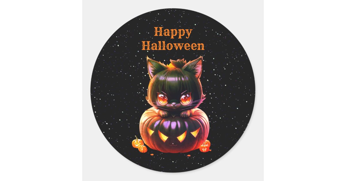 Pumpkin Cat Sticker Scaredy Cat Sticker Halloween Cat 