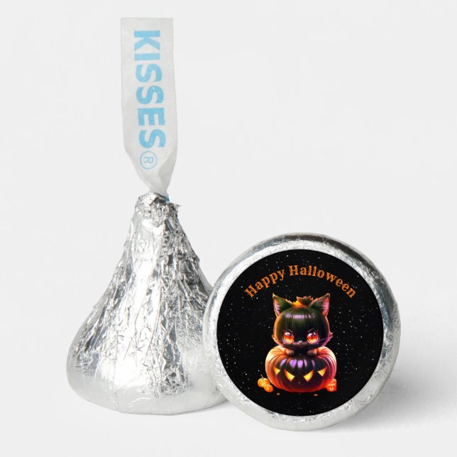 Halloween Party Black Cat Pumpkin Horror Scary Hershey®'s Kisses® (Front)