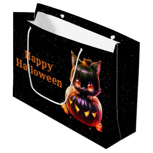 Halloween Party Black Cat Pumpkin Horror Scary Large Gift Bag