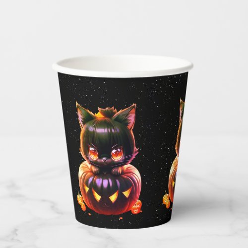 Halloween Party Black Cat Pumpkin Horror Scary Paper Cups