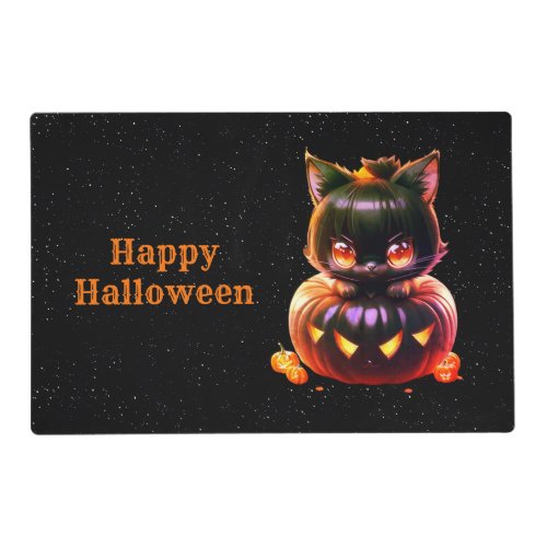 Halloween Party Black Cat Pumpkin Horror Scary Placemat