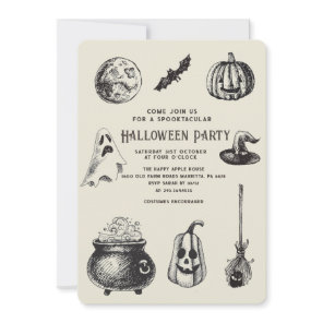 Halloween Party Black Cat Pumpkin Invitation